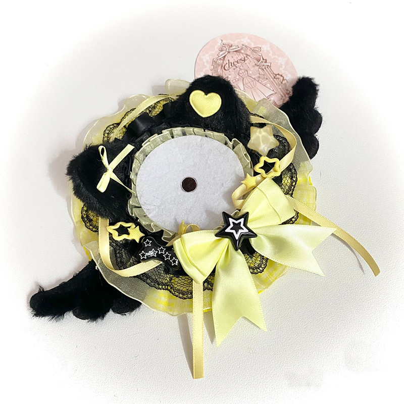 Black Plush Cat Ear Round Lace - Unique Anime Merchandise ulasan dan harga